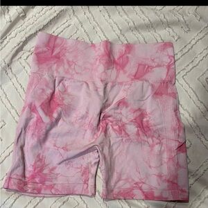 SHEIN Pink Bike Shorts with Tie-Dye Effect